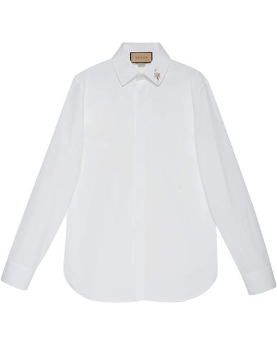 Gucci Embroidered Cotton Poplin Shirt - White