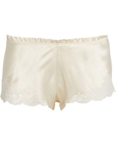 Carine Gilson Silk Lace-detail Floaty Shorts - Natural