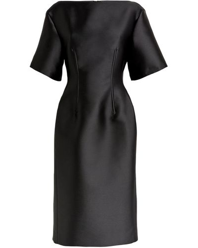 Carven Satin Midi Dress - Black