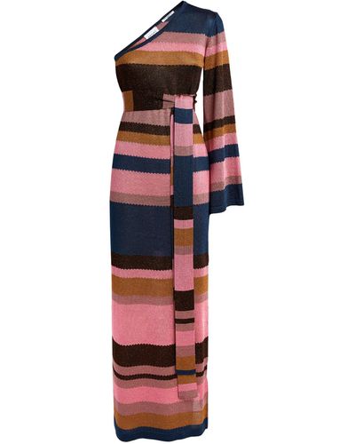 Hayley Menzies One-sleeve Striped Maxi Dress - Red