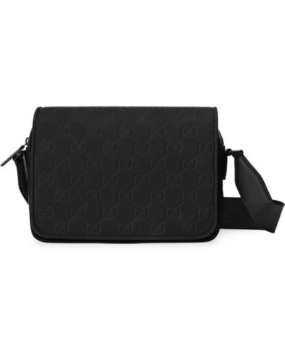 Gucci Leather Gg Flap Cross-body Bag - Black