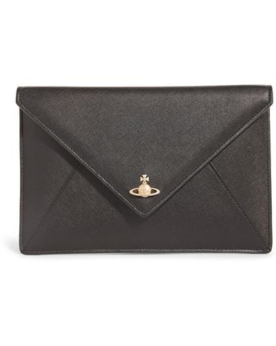 Vivienne Westwood Saffiano Orb Envelope Clutch - Black