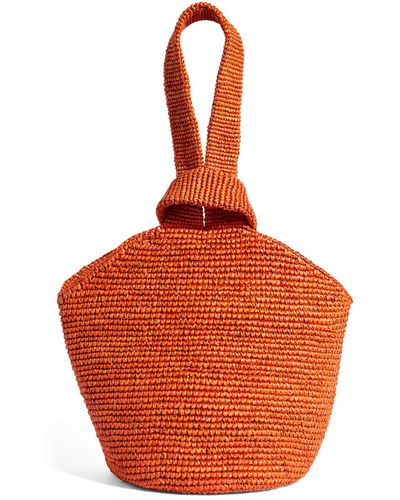 Sensi Studio Medium Toquilla Straw Top-handle Basket Bag - Orange
