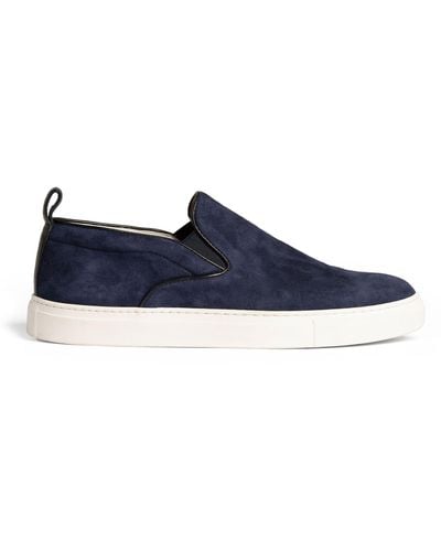 Isaia Suede Slip-on Trainers - Blue