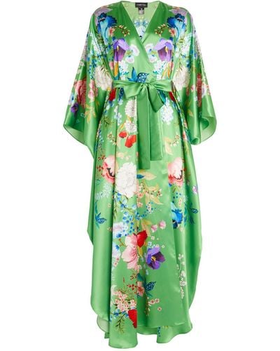 Meng Long Silk Floral Kaftan - Green