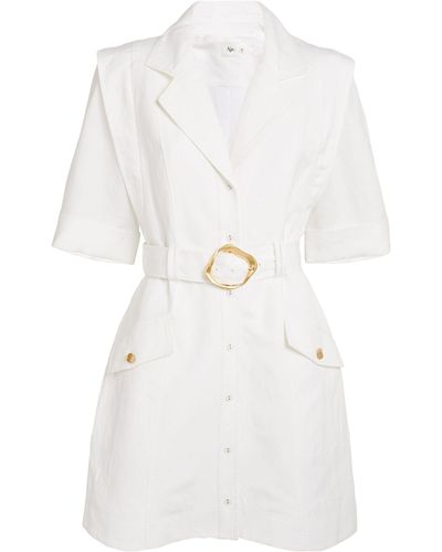 Aje. Linen-blend Belted Lyric Mini Dress - White