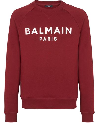 Balmain Organic Cotton Logo Sweatshirt - Red