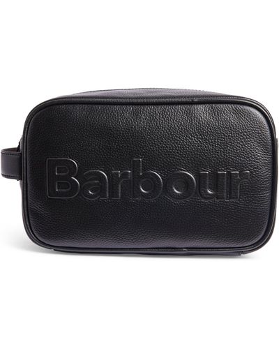 Barbour Leather Washbag - Brown