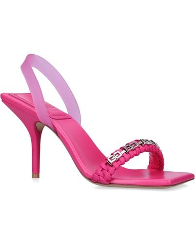 Givenchy Leather Double G Slingback Sandals 90 - Pink