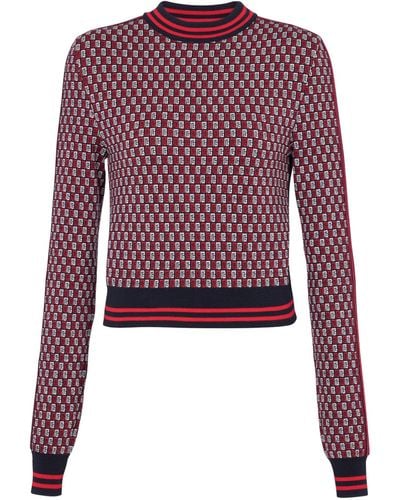 Balmain Wool Monogram-check Sweater - Red
