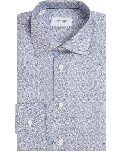 Eton Cotton Floral Shirt - Blue