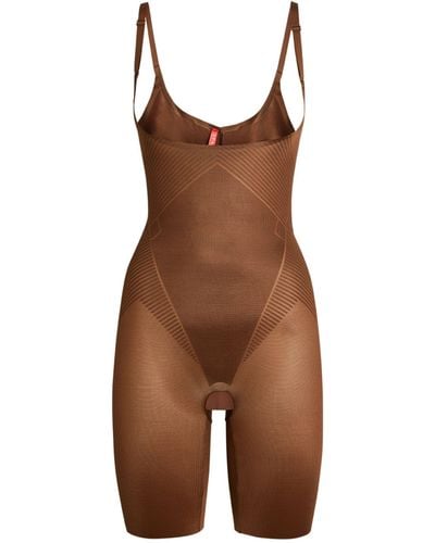 Spanx Open-bust Mid-thigh Bodysuit - Brown