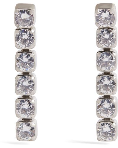Jil Sander Crystal-embellished Drop Earrings - White