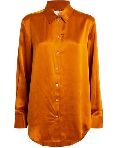 Asceno Silk London Pajama Shirt - Orange