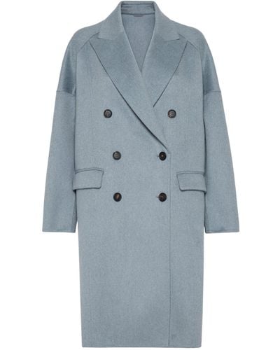 Brunello Cucinelli Cashmere Double-breasted Coat - Blue