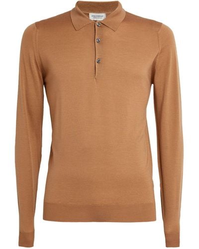John Smedley Long-sleeve Belper Polo Shirt - Brown
