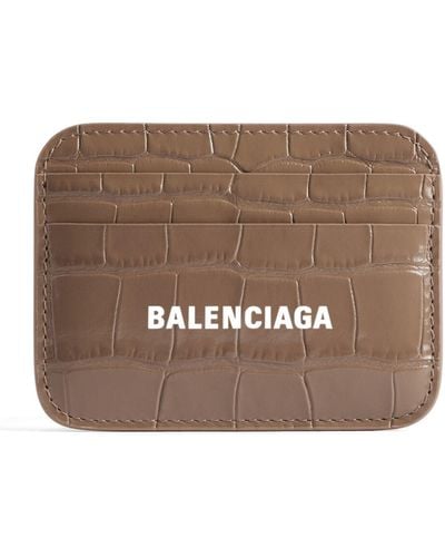 Balenciaga Croc-embossed Leather Cash Card Holder - Brown