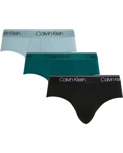 Calvin Klein Microfibre Stretch Briefs (pack Of 3) - Green