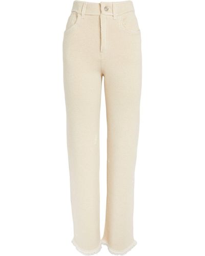 Barrie Cashmere-blend Distressed Pants - Natural