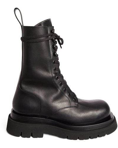 Bottega Veneta Leather Lug Lace-up Boots 55 - Black