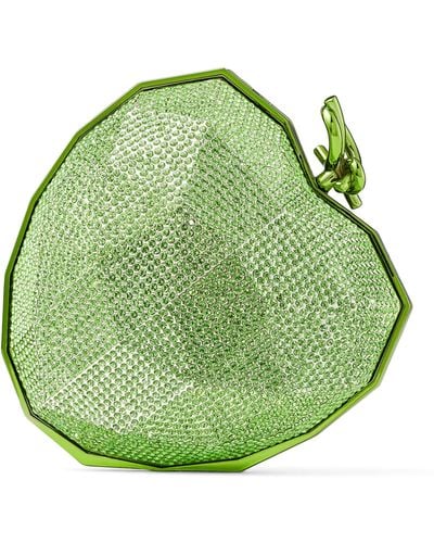 Jimmy Choo Crystal-embellished Heart Clutch Bag - Green