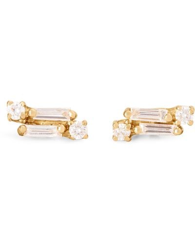 Suzanne Kalan Yellow Gold And Diamond Fireworks Stud Earrings - Natural