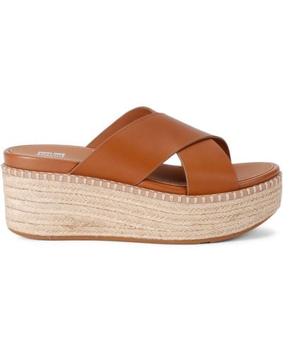 Fitflop Leather Espadrille Slides 70 - Brown