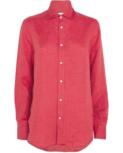 With Nothing Underneath Linen The Boyfriend Shirt - Pink