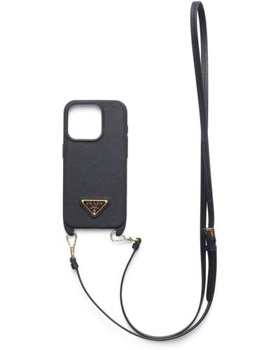 Prada Saffiano Leather Iphone 15 Pro Case - White