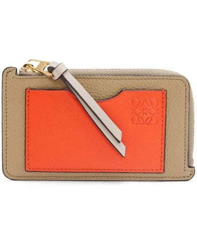 Loewe Leather Zipped Card Holder - Orange