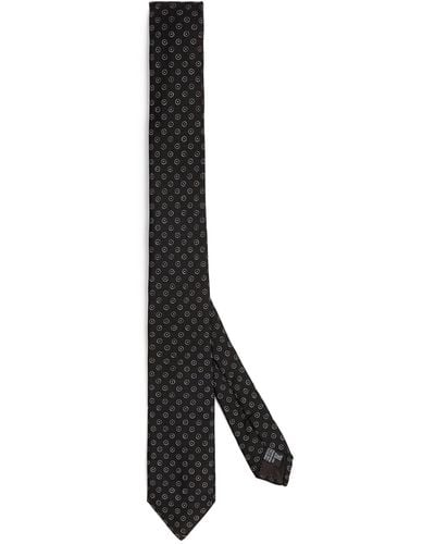 Giorgio Armani Silk Jacquard Patterned Tie - Black