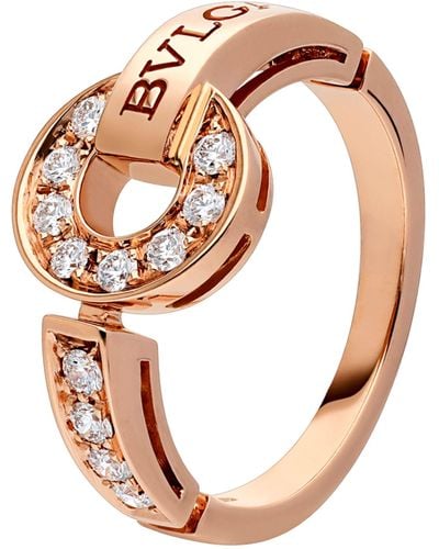 BVLGARI Rose Gold And Diamond Ring - Pink