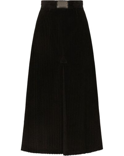 Dolce & Gabbana Corduroy Midi Skirt - Black