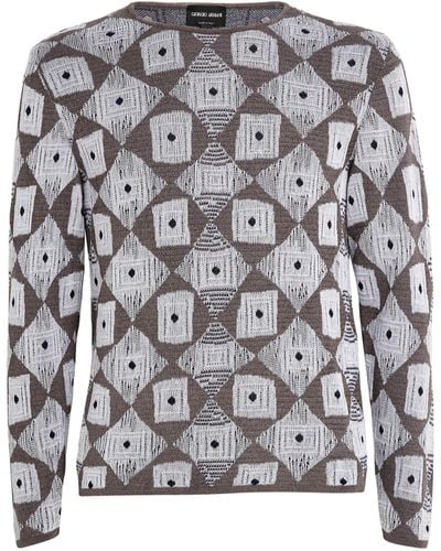 Giorgio Armani Jacquard Knit Sweater - Grey