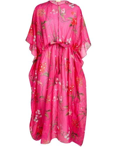 Erdem Floral Print Kaftan Midi Dress - Pink