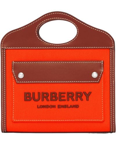 Burberry Micro Canvas Pocket Top-handle Bag - Orange