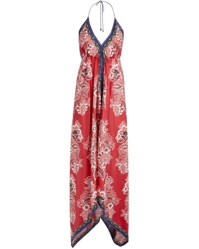 Etro Silk Paisley Print Maxi Dress - Red