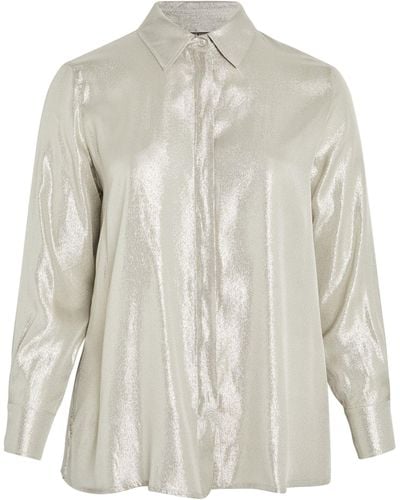 Marina Rinaldi Metallic Button-down Shirt - White