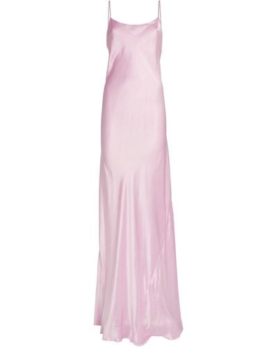 Victoria Beckham Satin V-neck Maxi Dress - Pink
