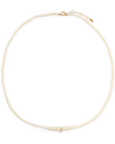 PERSÉE Yellow Gold, Diamond And Pearl Necklace - White