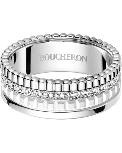 Boucheron White Gold And Diamond Quatre Double White Edition Ring - Metallic
