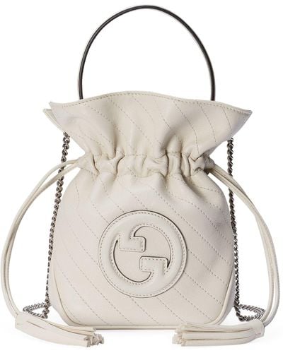 Gucci Mini Leather Blondie Bucket Bag - White