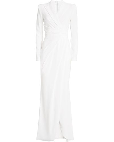Talbot Runhof Crepe Tuxedo Gown - White
