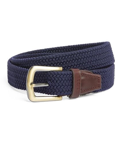 Barbour Leather-trimmed Woven Belt - Blue
