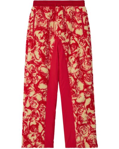 Burberry Fleece Rose Joggers - Red