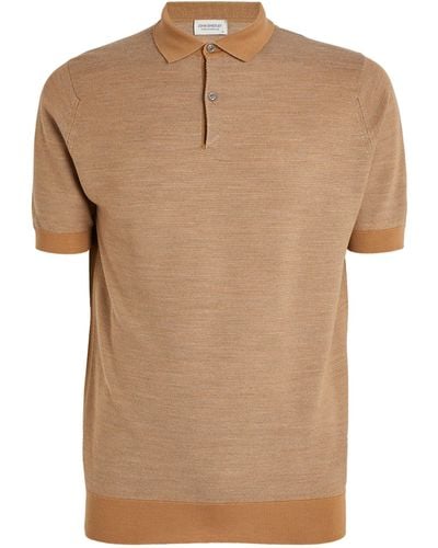 John Smedley Merino Wool Polo Shirt - Brown