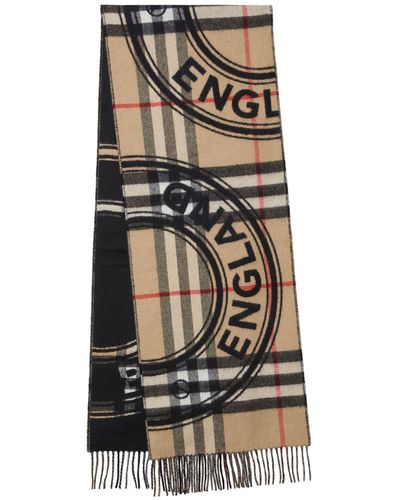 Burberry Cashmere Montage Print Scarf - Natural