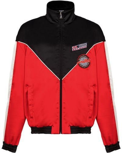 Balmain Satin Racing Jacket - Red