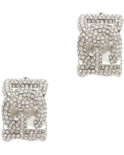 Dolce & Gabbana Embellished Dg Millennials Logo Earrings - White