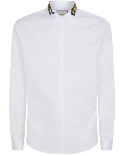 Gucci Embroidered Tiger Collar Duke Shirt - White